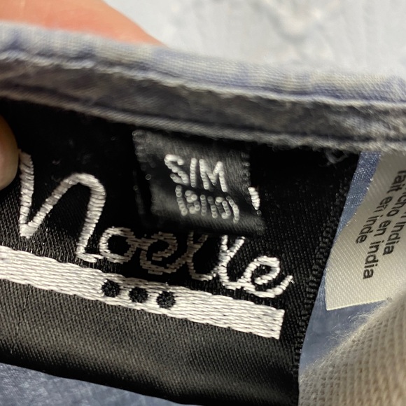 Noelle size s/m Blue Crochet lace neckline hem and sleeves 100% cotton - Picture 3 of 14